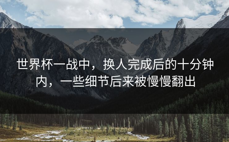 世界杯一战中，换人完成后的十分钟内，一些细节后来被慢慢翻出
